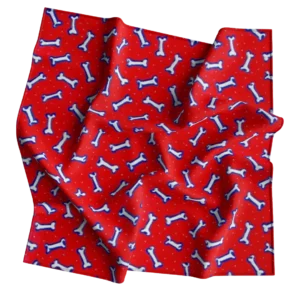 Tossed Bones on Red Bandana - 22x22 Inch - 1 piece