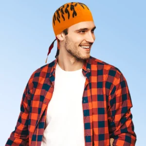 Flames Orange Head Wrap - 12 pieces