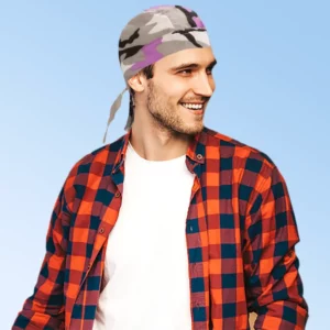 Purple/White Camo Doo Rag - 12 pieces