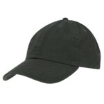 A green baseball cap rests tilted slightly to one side showcasing its curved brim and stitched detailing in a neutral  uncluttered setting suitable for casual wear or outdoor activities.