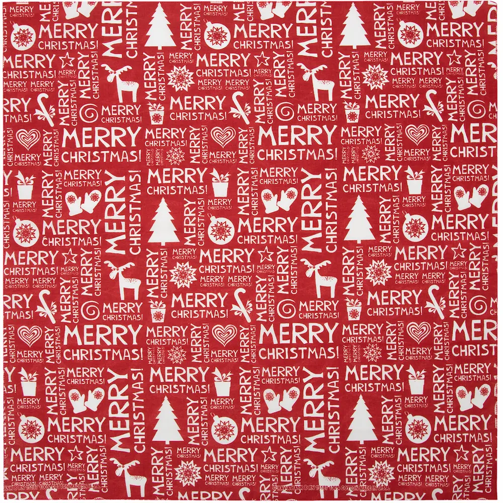 Merry Christmas - Red Bandana - 1 piece
