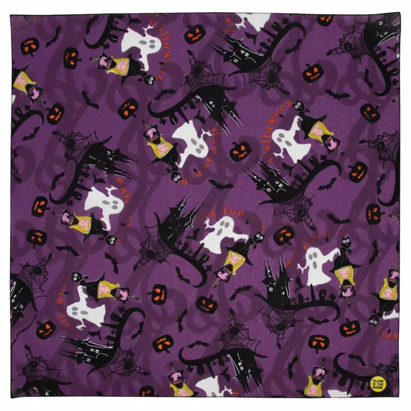 cmb22sea000495_0001_01 Witches and Ghosts Purple Bandana - USA Made Enchanting Accessory
