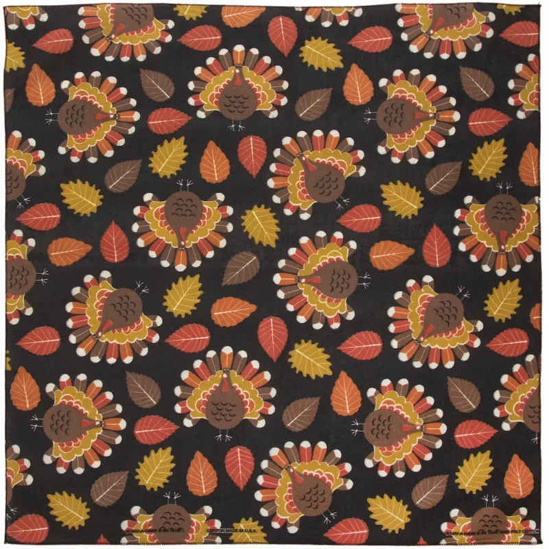 Tossed Turkey Bandana - 22x22 Inch Tossed Turkey Bandana - Made in the USA, Poly Cotton Blend, Double Sided