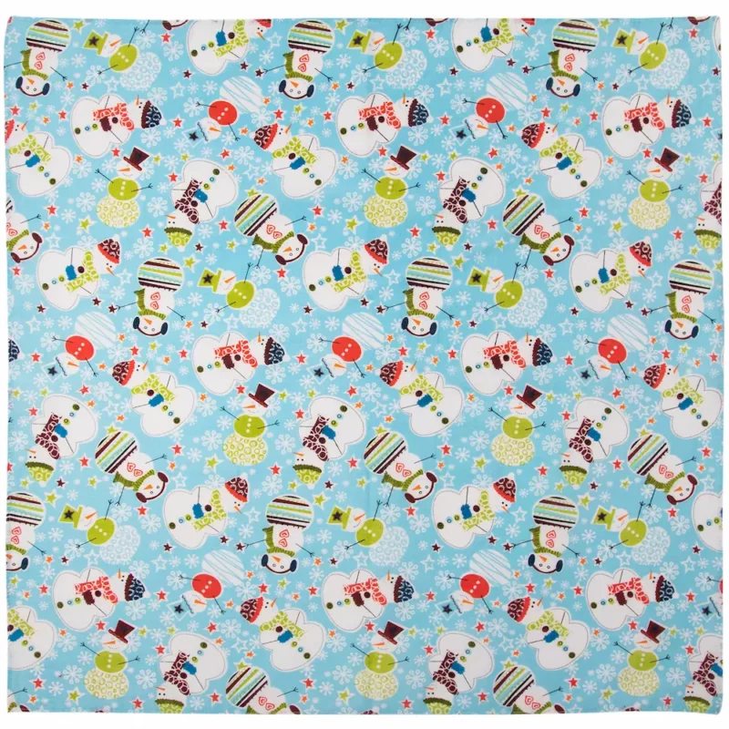 Snowmen 2 Light Blue Bandana - Hem Stitched Edge Finish