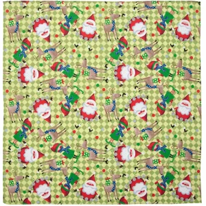 Santa & Elf Green Bandana - 100% Cotton, TC 68x68, Hem Stitched Edge