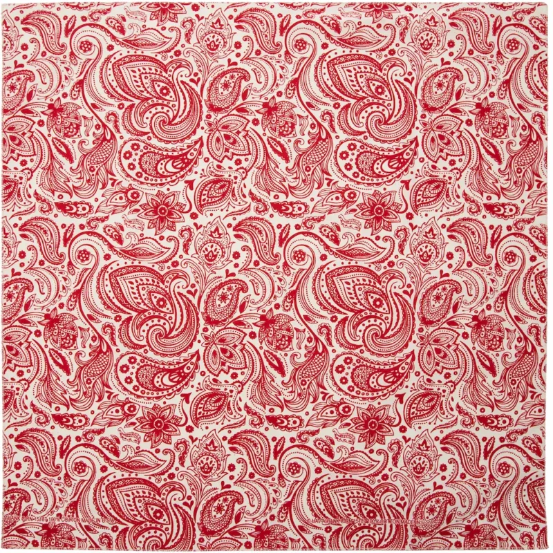 English Paisley - Red on Cream Bandana - 22x22 Inch