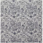 English Paisley - Indigo Blue on Cream Bandana - 22x22 Inch - 1 piece