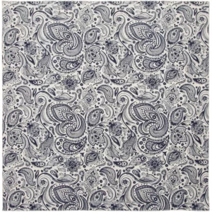 English Paisley - Indigo Blue on Cream Bandana - 22x22 Inch - 1 piece