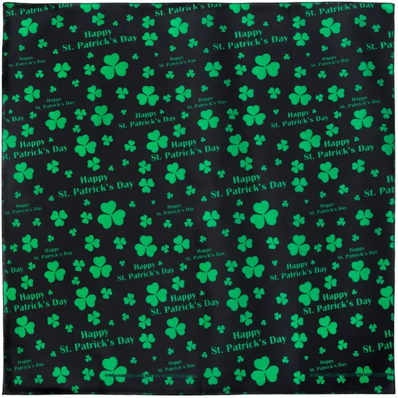 Happy St. Patrick's Day Black Bandana - Festive USA-Made Accessory