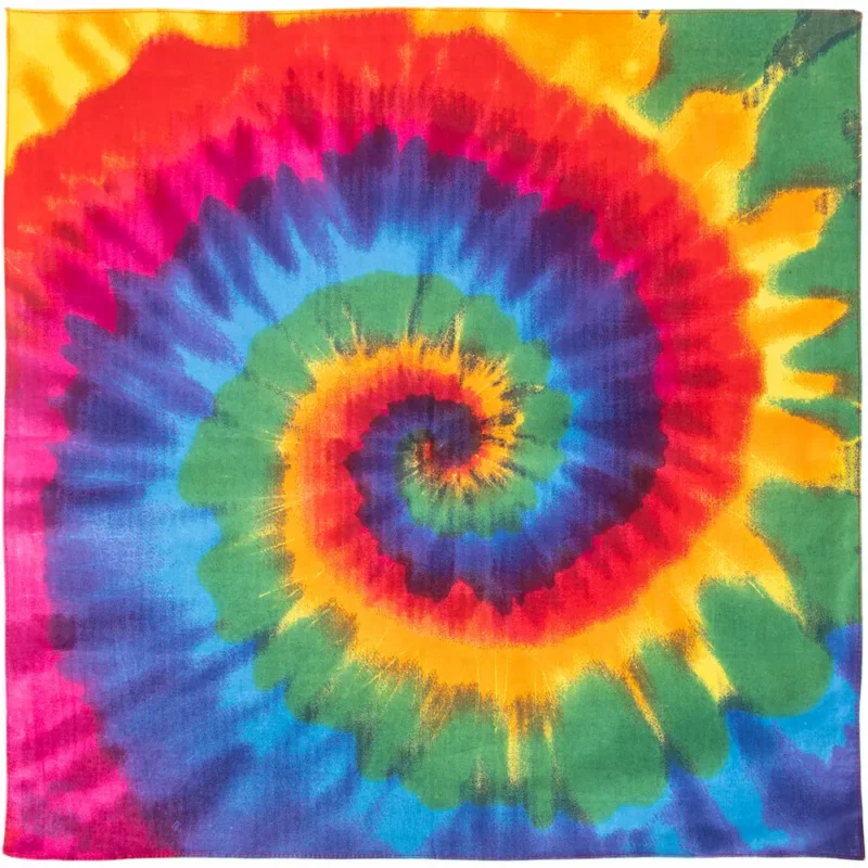 Rainbow 2 - Tie Dye Bandana Vibrant Tie Dye Bandana - 100% Cotton with Hem Stitched Edge