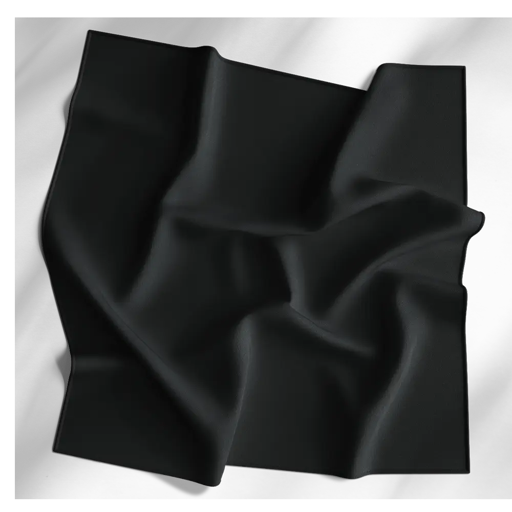 1pc Black Solid Color Bandanas, 100% Cotton - 27x27 Inches