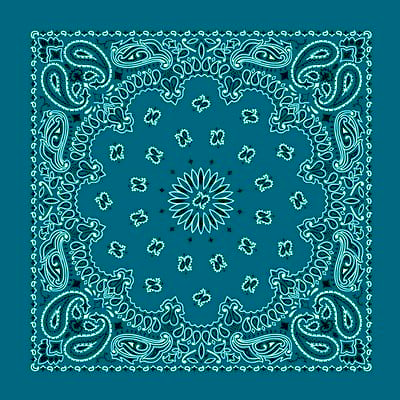 12-pack Mirage Blue American Made Western Paisley Bandanas - 100% Cotton - 22x22 Inches
