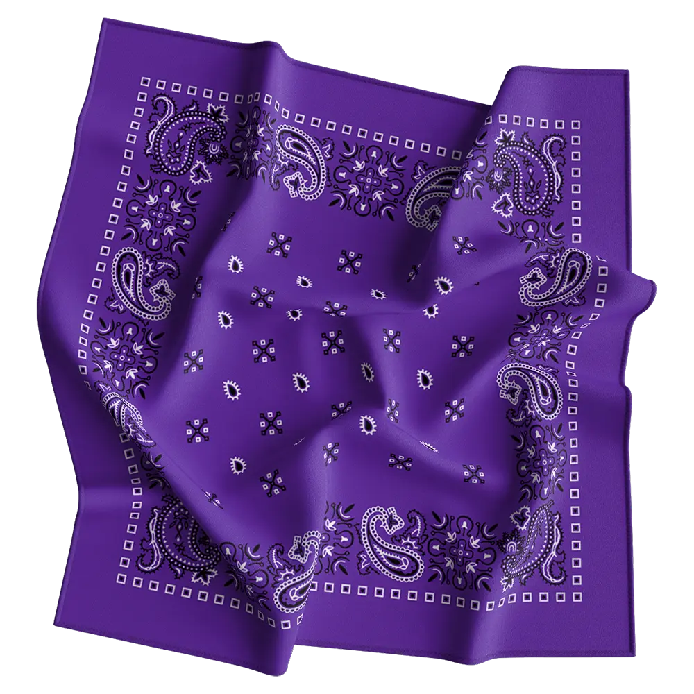 1 piece, Square Paisley Bandana Imported 100% Cotton, Purple / Grape, 22″ x 22″