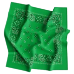 Kelly Green Square Paisley Bandana Imported 100% Cotton, 22" x 22", 12 pieces