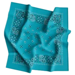 1 piece, Square Paisley Bandana Imported 100% Cotton, Turquoise,