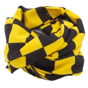 Checkered Tube Headband - 1 piece, Black and Yellow