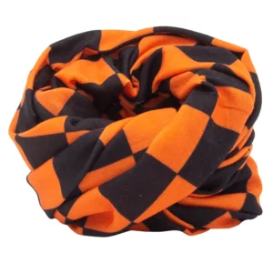 Checkered Tube Headband - 1 piece, Black and Orange