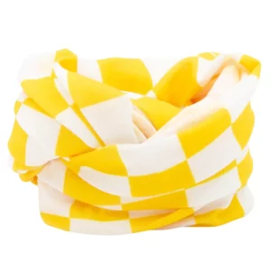 Checkered Tube Headband - 1 piece, White and Yellow