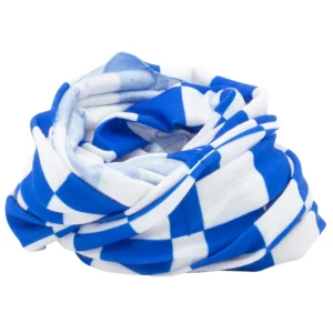 Checkered Tube Headband - 1 piece, White and Blue