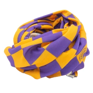 Checkered Tube Headband - 1 piece, Purple and Gold