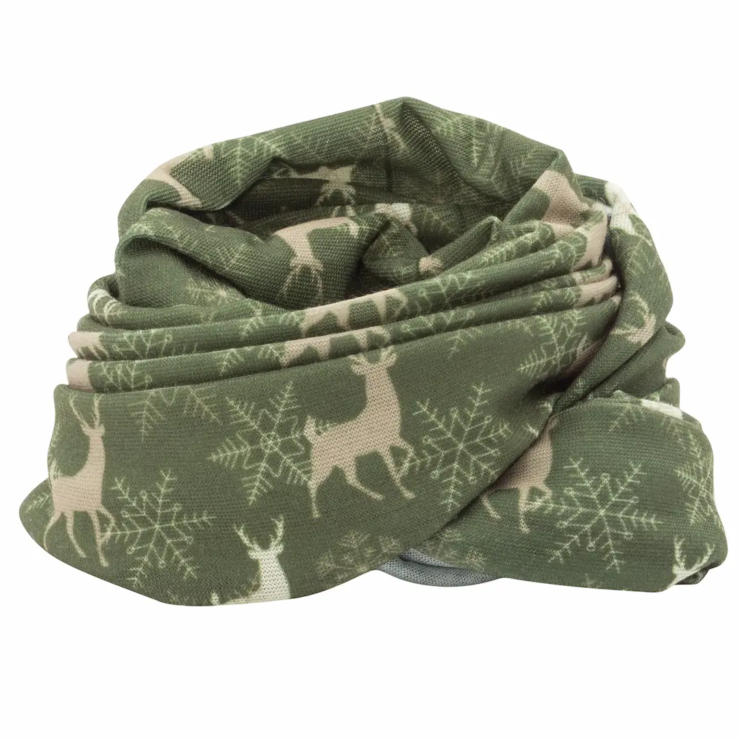 Green Reindeer and Snowflakes Tube Headband – 1 piece