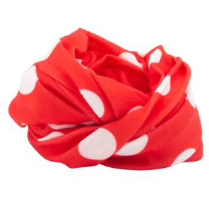 Polka Dot Tube Headband, Neck Gaiter - 1 piece, Red