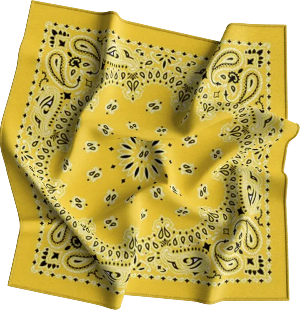 Lemon CM Western Paisley Bandanas in Bulk Imported 100% cotton, 22" x 22", 1 piece