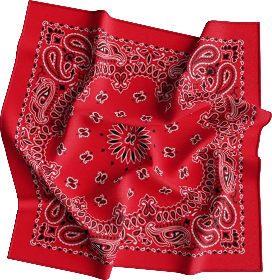 1pc Red CM Western Paisley Bandanas, 100% cotton - 22x22 Inches