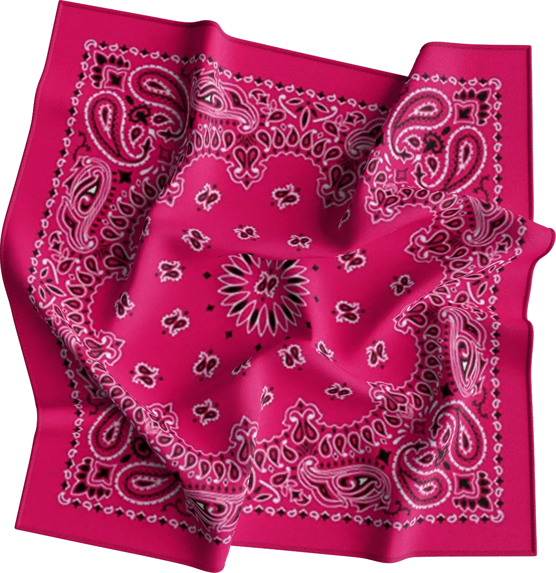 12-pack Hot Pink CM Western Paisley Bandanas, 100% cotton - 22x22 Inches