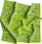 1 piece, CM Western Paisley Bandanas in Bulk Imported 100% cotton, Lime Green, 22" x 22"