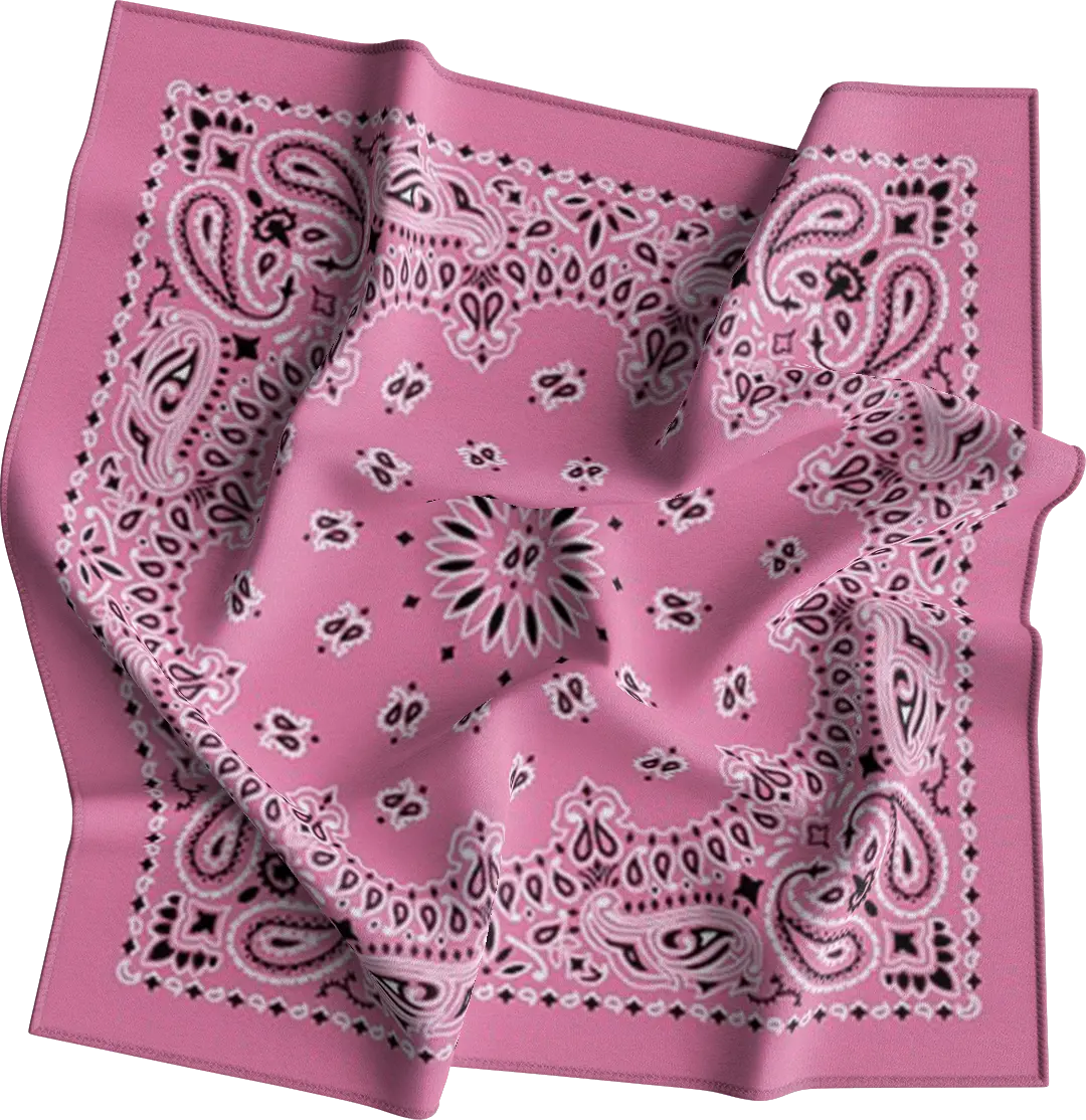 12-pack Light Pink CM Western Paisley Bandanas, 100% cotton - 22x22 Inches