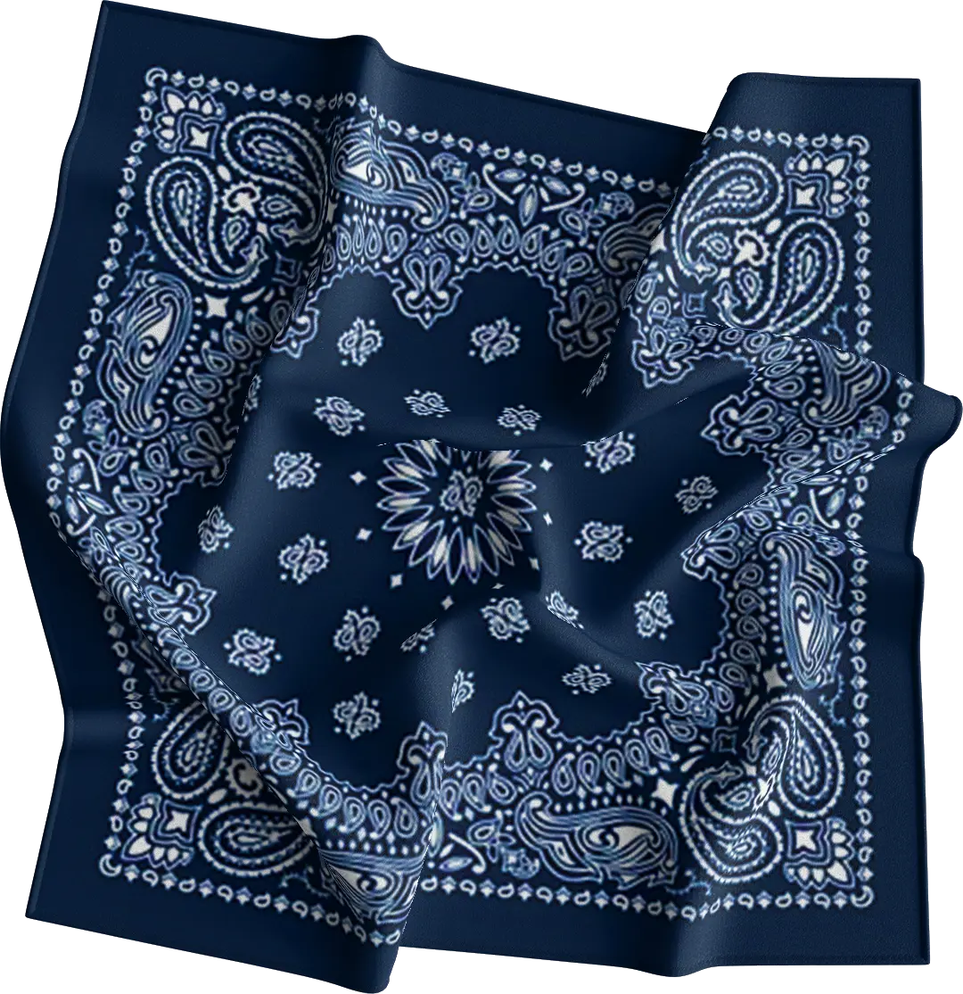 12-pack Navy Blue CM Western Paisley Bandanas, 100% cotton - 22x22 Inches