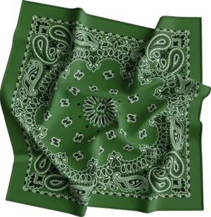 1 piece, CM Western Paisley Bandanas in Bulk Imported 100% cotton, Hunter Green, 22" x 22"