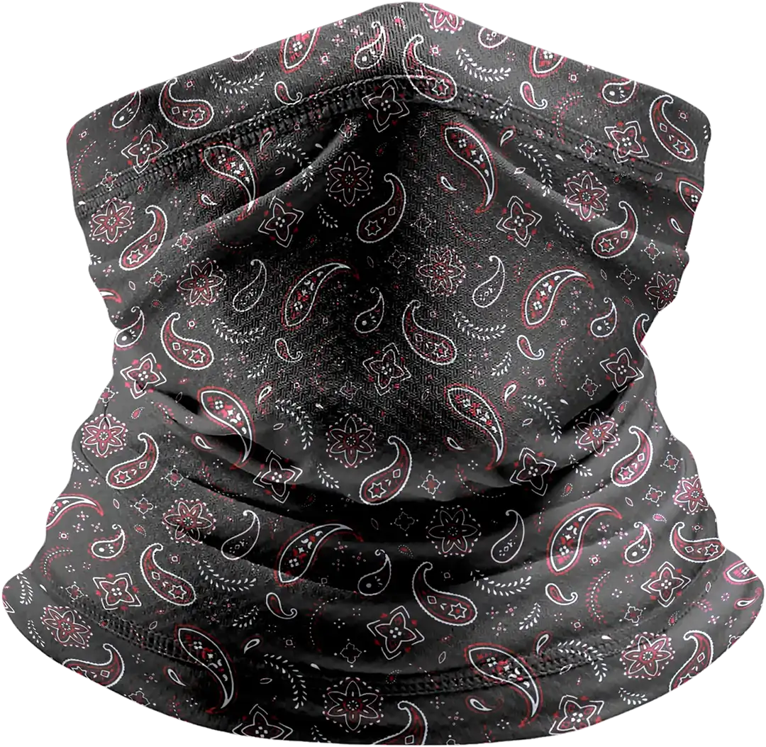 12 Pcs Black & Red All Over Paisley Neck Gaiter - Tube Bandanas & Fishing  Mask For Sun Protection & Face Covering - Dozen Packed —