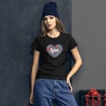 Women's Valentine's Day Short Sleeve T-Shirt - Floral Heart