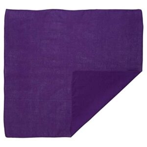 A folded purple cloth lies flat showcasing its smooth texture and vibrant color in a neutral setting  emphasizing its soft appearance and potential use as a decorative or functional item.