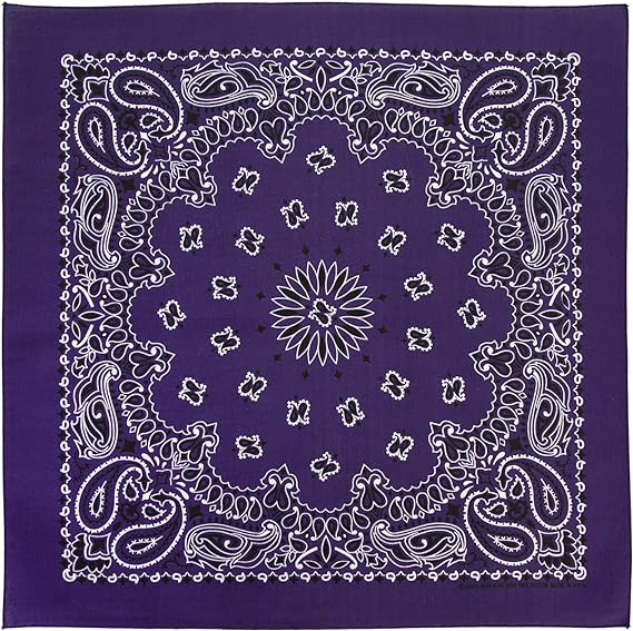 1pc American Made Purple Open Center Paisley Bandanas - Single 1pc - 100% Cotton - 22x22 Inches