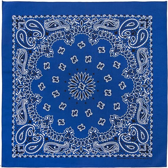 1pc American Made Royal Blue Blue Western Paisley Bandanas 100% Cotton -  - 22x22 Inches