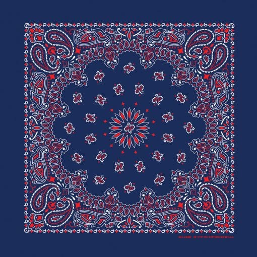 1pc Red/Blue American Made Western Paisley Bandanas - 100% Cotton - 22x22 Inches