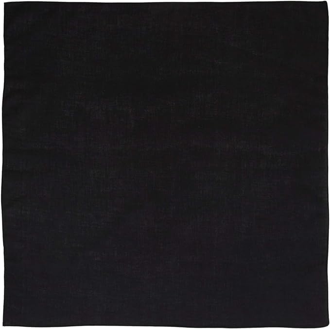 1pc Black Solid Color Bandanas, 100% Cotton - 22x22 Inches
