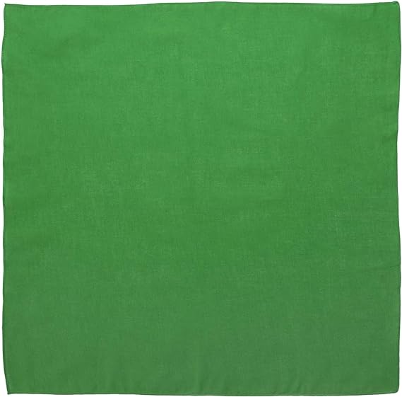 12-pack Green Solid Color Bandanas, 100% Cotton - 22x22 Inches