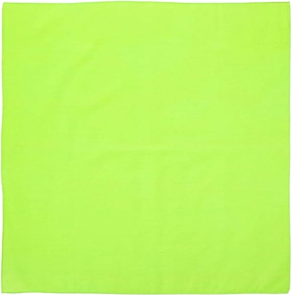 1pc Neon Green Solid Color Bandanas, 100% Cotton - 22x22 Inches