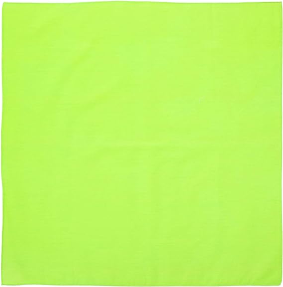12-pack Neon Green Solid Color Bandanas, 100% Cotton - 22x22 Inches