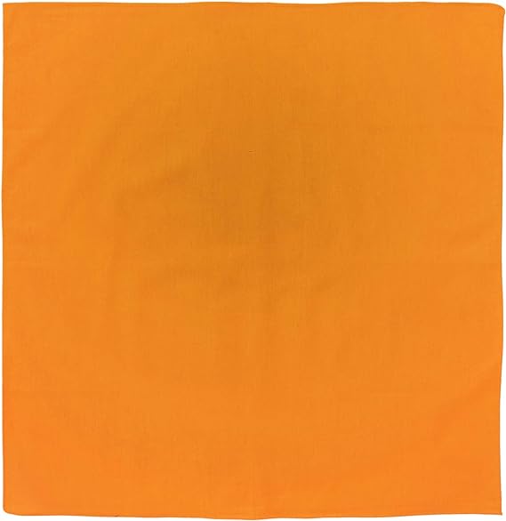 12-pack Neon Orange Solid Color Bandanas, 100% Cotton - 22x22 Inches