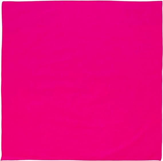 12-pack Neon Pink Solid Color Bandanas, 100% Cotton - 22x22 Inches