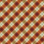 A fall plaid bandana in red, yellow, and green colors, made in the USA, measuring 22x22 inches, sold as a single piece.