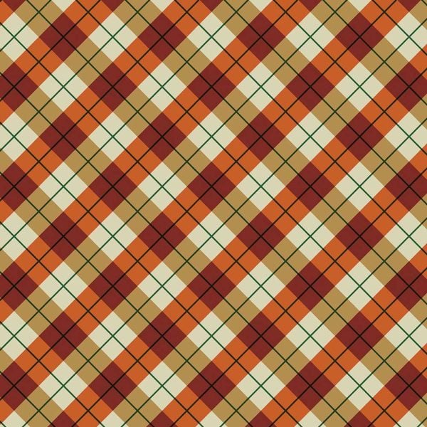 A fall plaid bandana in red, yellow, and green colors, made in the USA, measuring 22x22 inches, sold as a single piece.