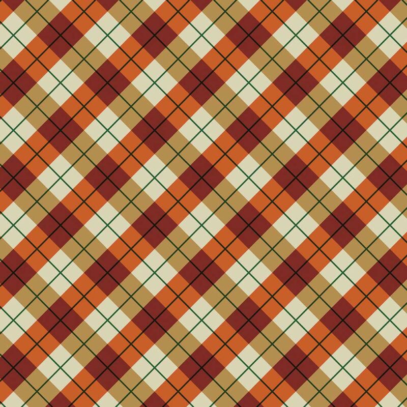 Fall Plaid Bandana – USA – 22×22 Inch A fall plaid bandana in red, yellow, and green colors, made in the USA, measuring 22x22 inches, sold as a single piece.