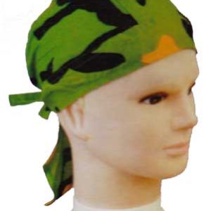 A green camo doo rag with a classic camouflage print, perfect for adding a stylish touch to any outfit or hairdo.