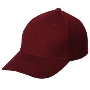 Wool Look Baseball Hat with Adjustable Velcro Back - 1 piece, Burgundy / Wine
